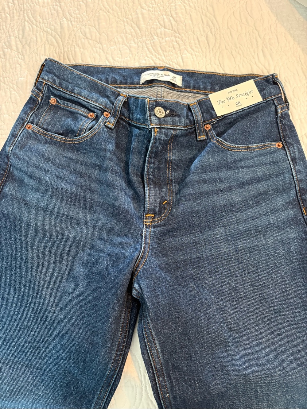 Abercrombie & Fitch Men's Straight Jeans — Dark Blue Denim